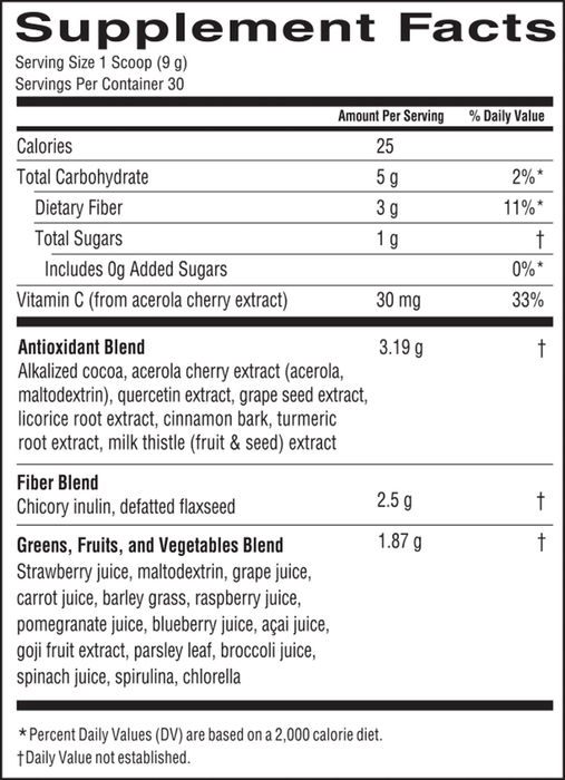 Chocolate Silk Greens 30 Servings by Barlean's Organic Oils Supplement Facts Label