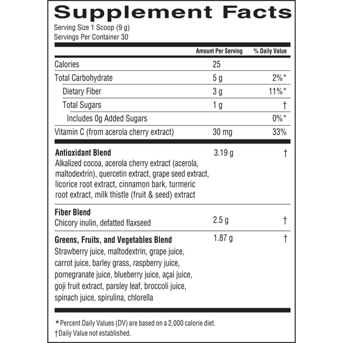 Chocolate Silk Greens 30 Servings by Barlean's Organic Oils Supplement Facts Label