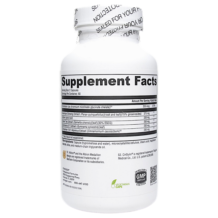 Xymogen's CinnDromeX 120 capsules supplement facts label