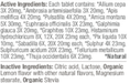 ClearLife Allergy Tablets Extra Strength 60 Tablets by MediNatura supplement facts label
