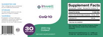 CoQ-10 200mg CoQsol 30 Softgels by Inwell Biosciences supplement facts label and recommendations label