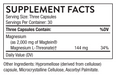 Thorne's Cognitive Vitality 90 capsules supplement facts label