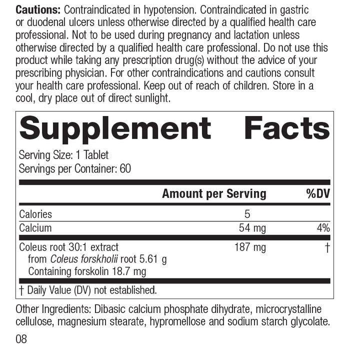 Coleus Forte, 60 Tablets, Rev 07 Supplement Facts