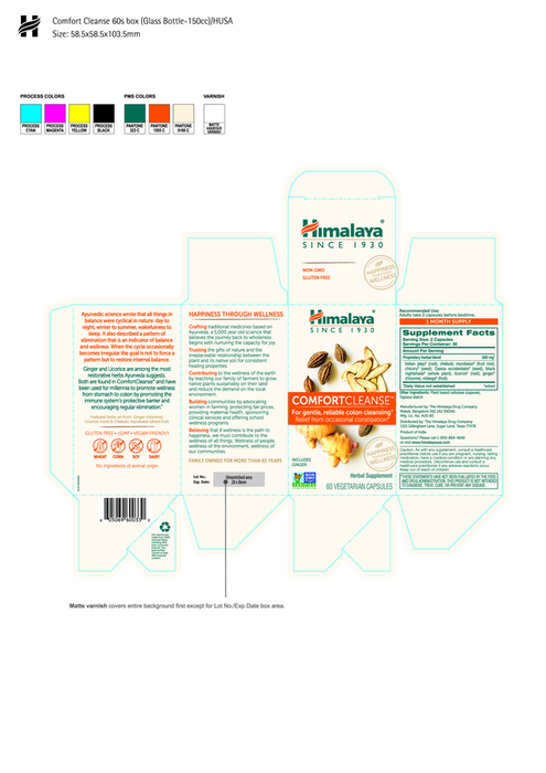 Comfort Cleanse 60 Capsules by Himalya Wellness information label 
