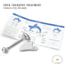 Cryo-therapy treatment set with stainless steel tools and instructions on a white background