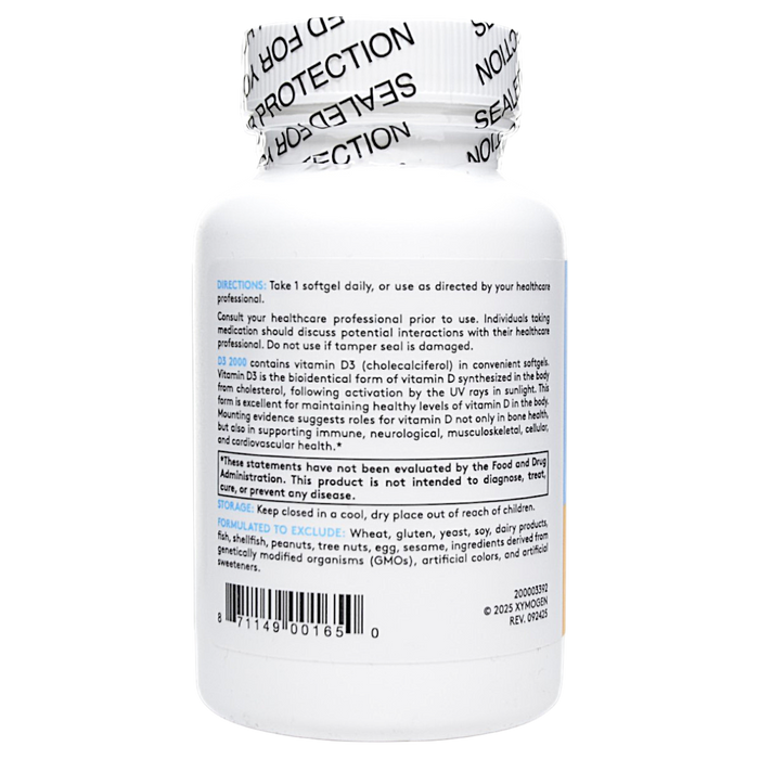 Xymogen's D3 2000 120 softgels directions