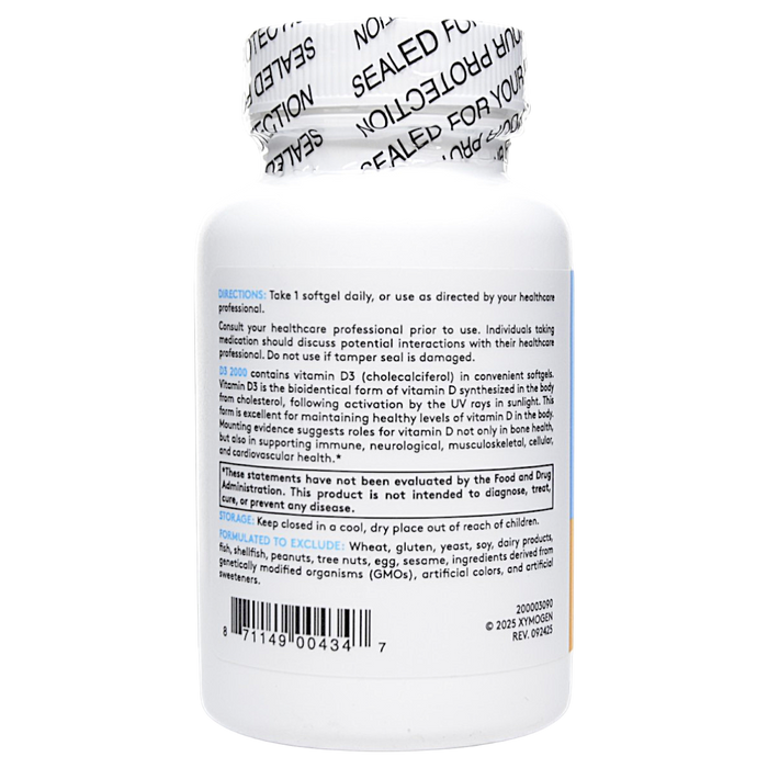 Xymogen's D3 2000 240 softgels directions