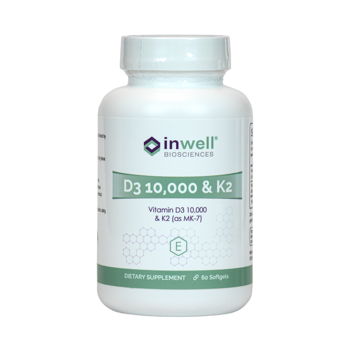 D3 10,000 & K2 60 Softgels by Inwell Biosciences