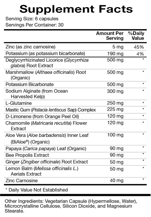 Digest Mend 180 Capsules by Natura Health Products Supplement Facts Label