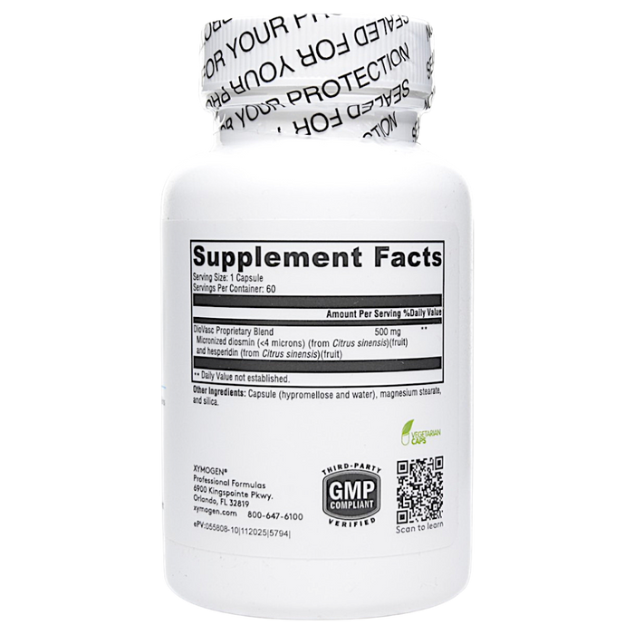 Xymogen's DioVasc 60 Capsules supplement facts label