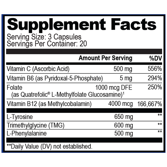 Dopamine Brain Food 60 Capsules by Natural Stacks supplement facts label
