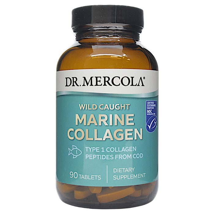 Bottle of Dr. Mercola's Marine Collagen 90 tablets