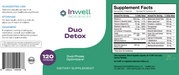 Duo Detox 120 capsules by Inwell Biosciences supplement facts label and recommendations label