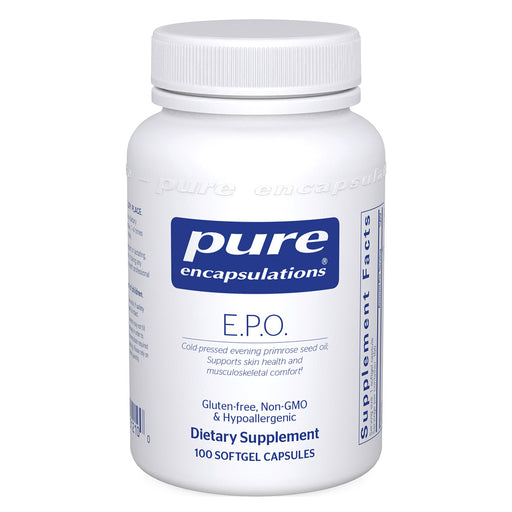 A bottle of evening primrose oil softgel capsules by Pure Encapsulations 100 softgels.