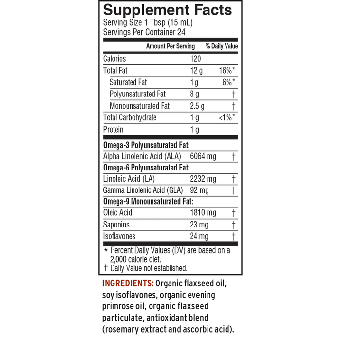 Essential Woman 12 fl oz by Barlean's Organic Oils suppplement facts label