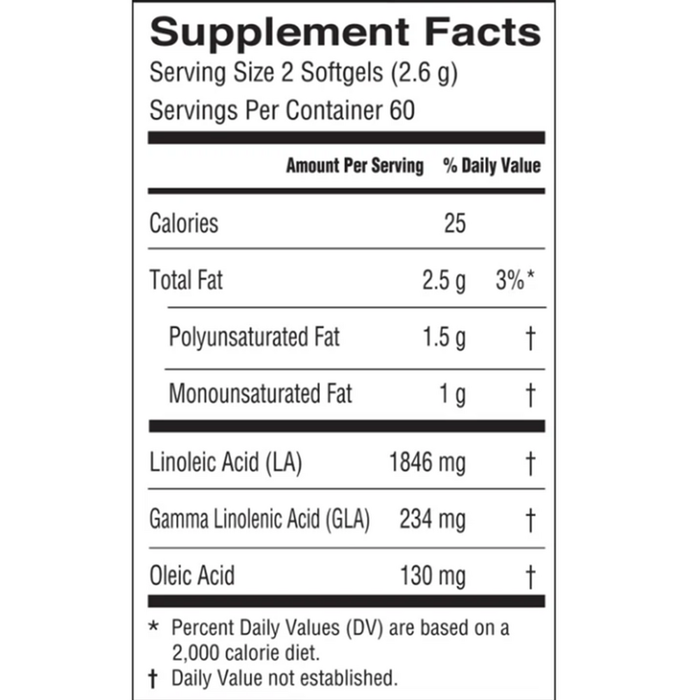 Evening Primrose Oil 120 Softgels by Barlean's Organic Oils supplement facts label 
