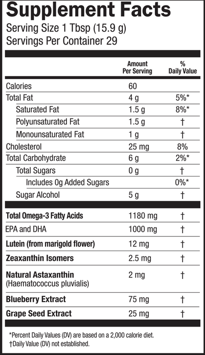 Eye Remedy Tangerine Swirl 16 fl oz by Barlean's Organic Oils supplement facts label