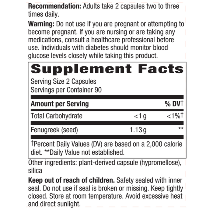 Fenugreek Seed Supplement Facts