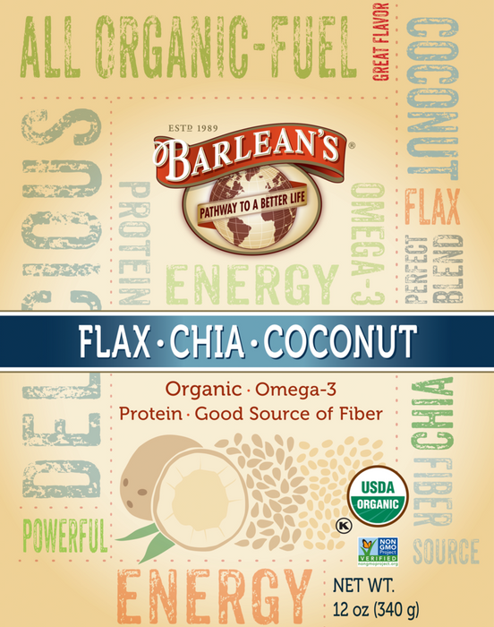 Flax Chia Coconut 12 oz by Barlean's Organic Oils front packaging
