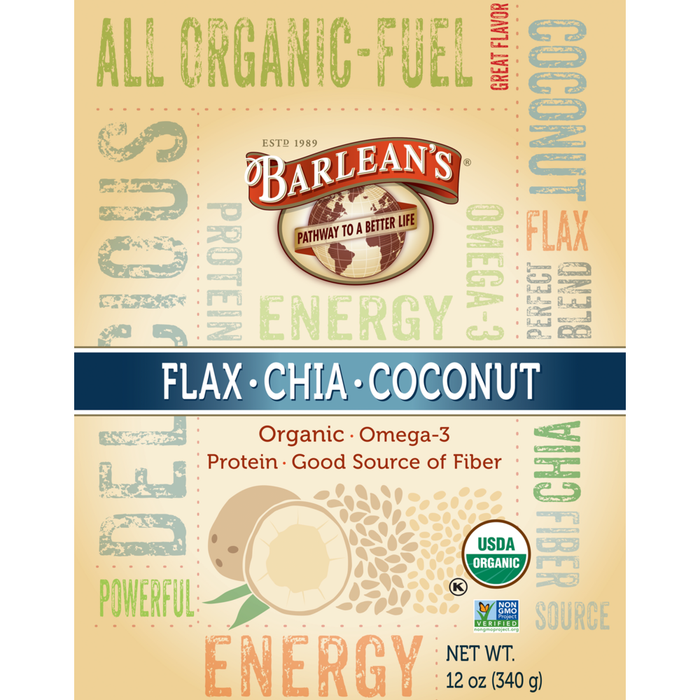 Flax Chia Coconut 12 oz by Barlean's Organic Oils front packaging