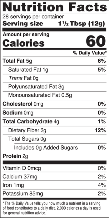 Flax Chia Coconut 12 oz by Barlean's Organic Oils supplement facts