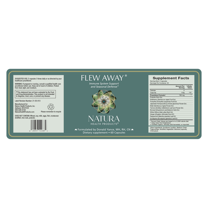 Flew Away® 60 Capsules by Natura Health Products Label