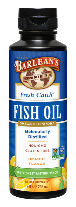 Fresh Catch Fish Oil Orange Flavor Liquid 8 fl oz by Barlean's Organic Oils