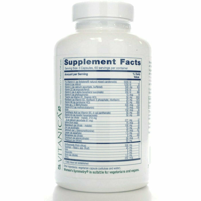 Front product image of Womens Symmetry 180 caps by Vitanica Supplement Facts