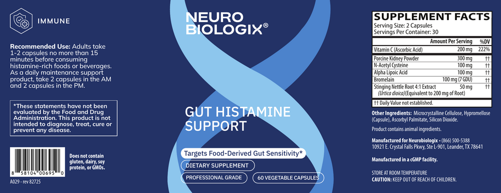 GI Hist Support 60 Capsules by Neurobiologix Label