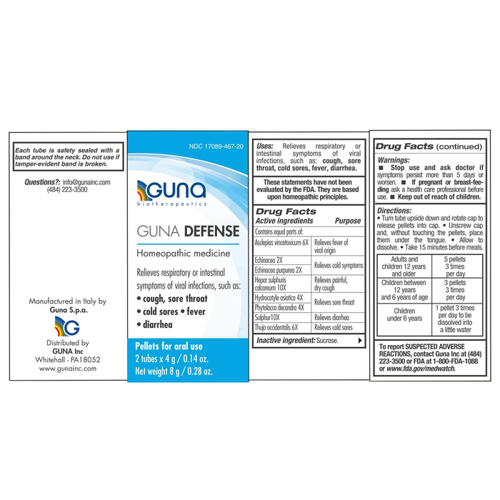 GUNA- Defense 1 fl oz by Guna information label
