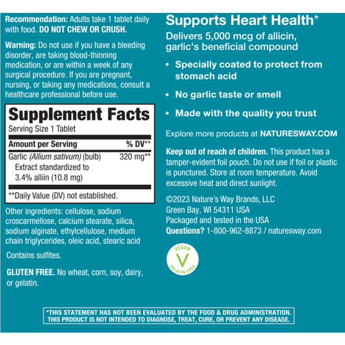 Nature's Way, Garlinase 5000 Supplement Facts