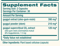 Guggul 60 Capsules by Himalaya Wellness supplement facts label

