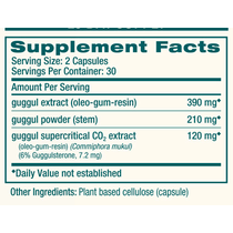 Guggul 60 Capsules by Himalaya Wellness supplement facts label

