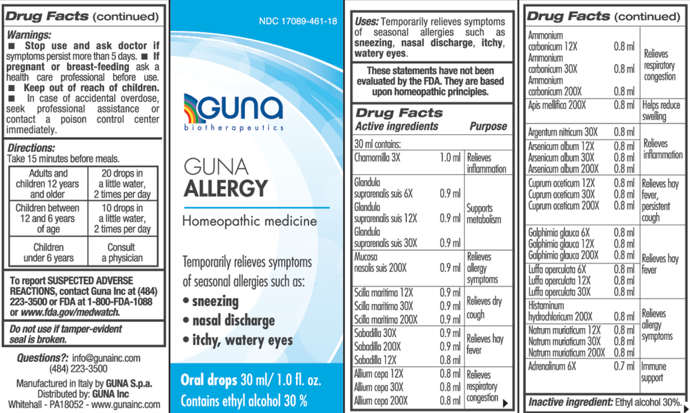 Guna Allergy 1 fl oz by Guna information label
