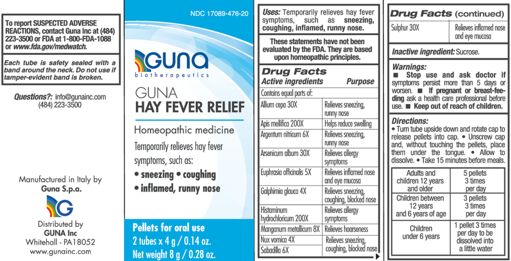 Guna Hay Fever Relief 2 Count by Guna information label

