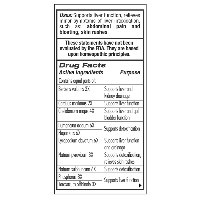 Guna Liver Plus 2 Count by Guna supplement facts label

