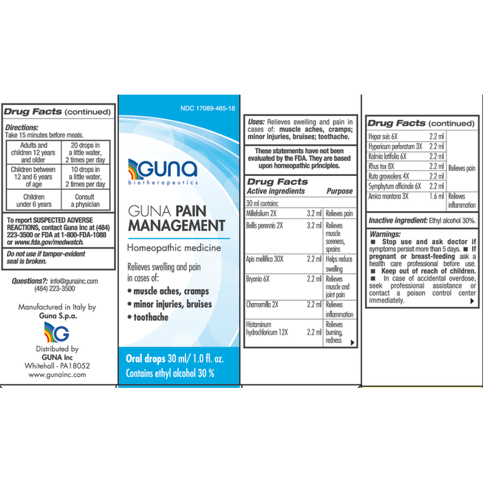Guna Pain Management 1 fl oz by Guna information facts 
  