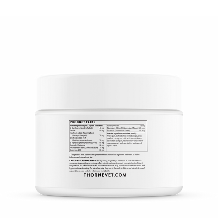 Supplement Facts label for Heart Health Formula 90 soft chews by ThorneVet