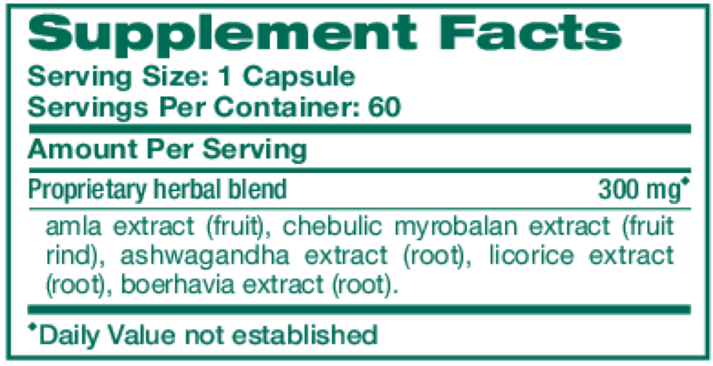 Hello Energy 60 Capsules by Himalaya Wellness supplement facts label

