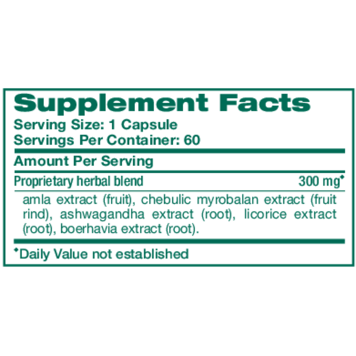 Hello Energy 60 Capsules by Himalaya Wellness supplement facts label
