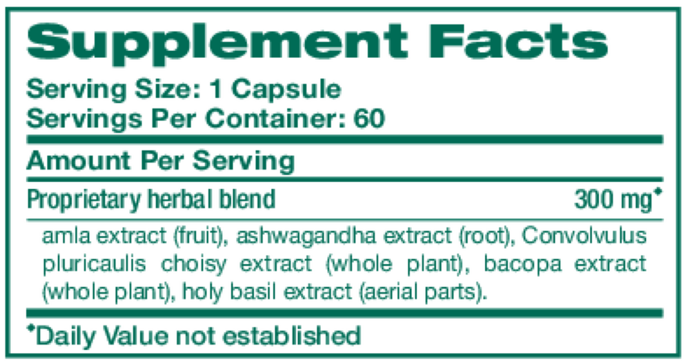 Hello Joy 60 Capsules by Himalaya Wellness supplement facts label

