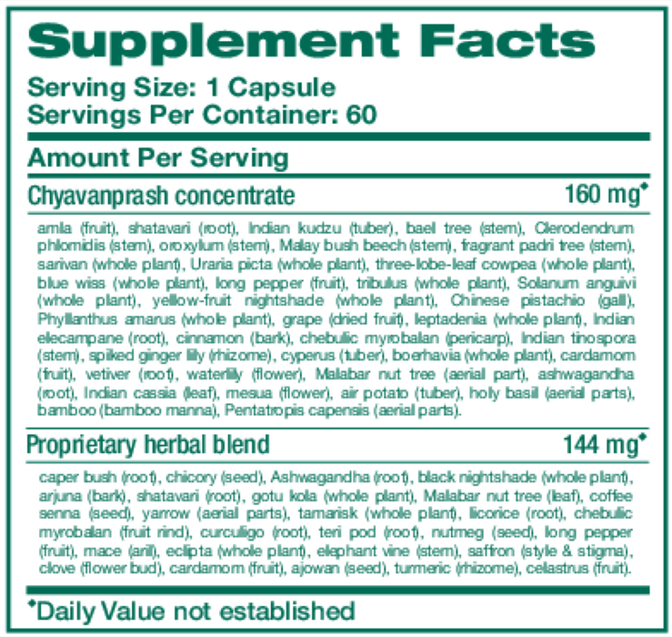 Hello Peace 60 Capsules by Himalaya Wellness supplement facts label
