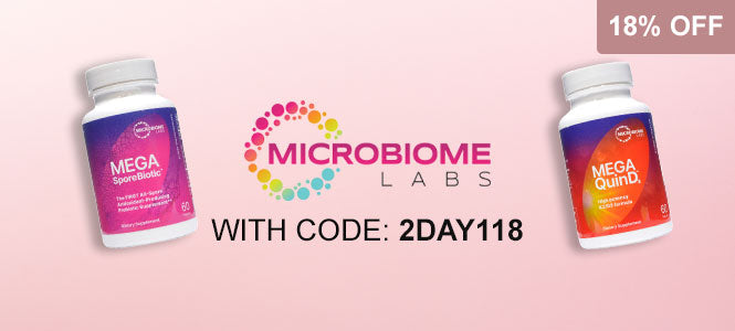 Get 18% OFF Microbiome Labs supplements with discount code 2DAY118