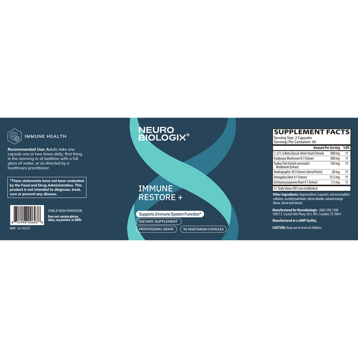 Immune Restore + 90 Capsules by Neurobiologix Label