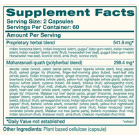 ImmunoCare 120 Capsules by Himalayan Wellness supplement facts label

