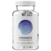 Supplement container labeled 'Encahnce' with a white lid on a white background