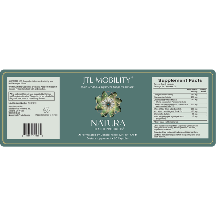 JTL Mobility 90 Capsules by Natura Health Products Supplement Facts