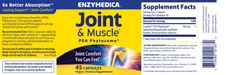 Joint & Muscle with PEA Phytosome 60 Capsules by Enzymedica supplement facts label and information label
