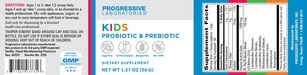 Kid's Probiotic & Prebiotic Powder 30 Servings by Progressive Labs information labels