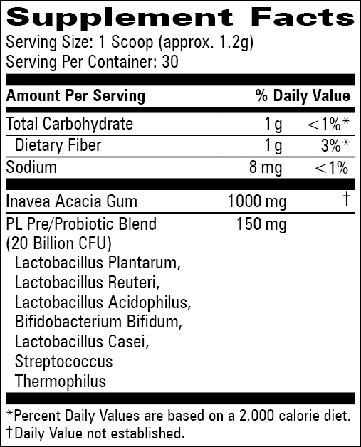 Kid's Probiotic & Prebiotic Powder 30 Servings by Progressive Labs supplement facts label
